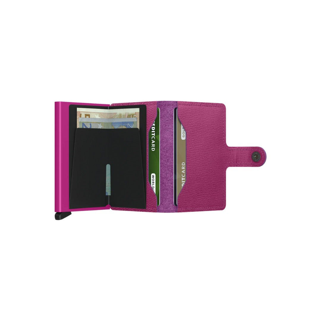 Secrid portafogli compatto in alluminio e pelle "Miniwallet Crisple" Fucsia MC.FUCHSIA