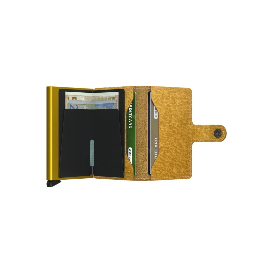 Secrid portafogli compatto in alluminio e pelle "Miniwallet Crisple" Giallo MC.OCHRE