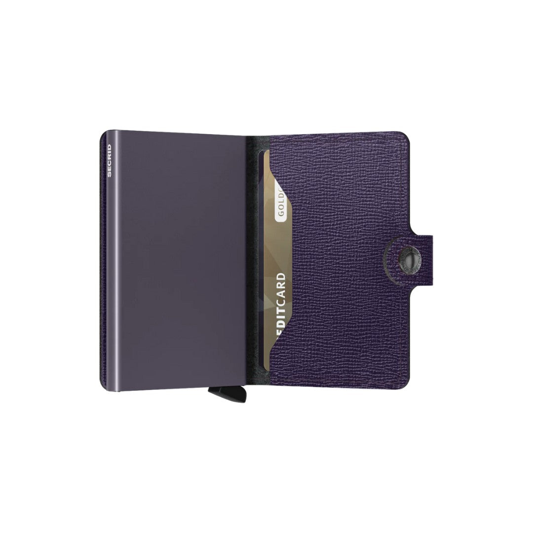 Secrid portafogli compatto in alluminio e pelle "Miniwallet Crisple" Viola MC.PURPLE