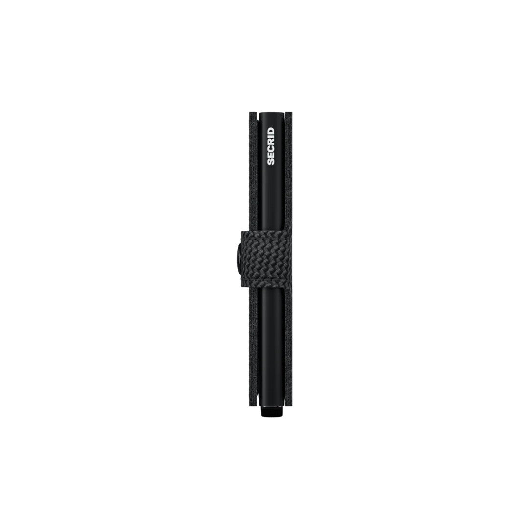 Secrid portafogli compatto in alluminio e pelle "Miniwallet Carbon" Nero MCA.BLACK