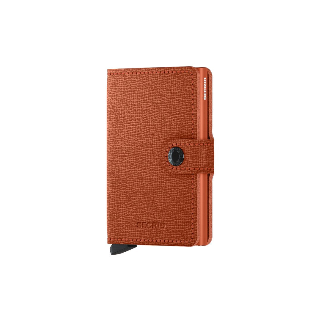 Secrid portafogli compatto in alluminio e pelle "Miniwallet Crisple" Arancione MC.PUMPKIN