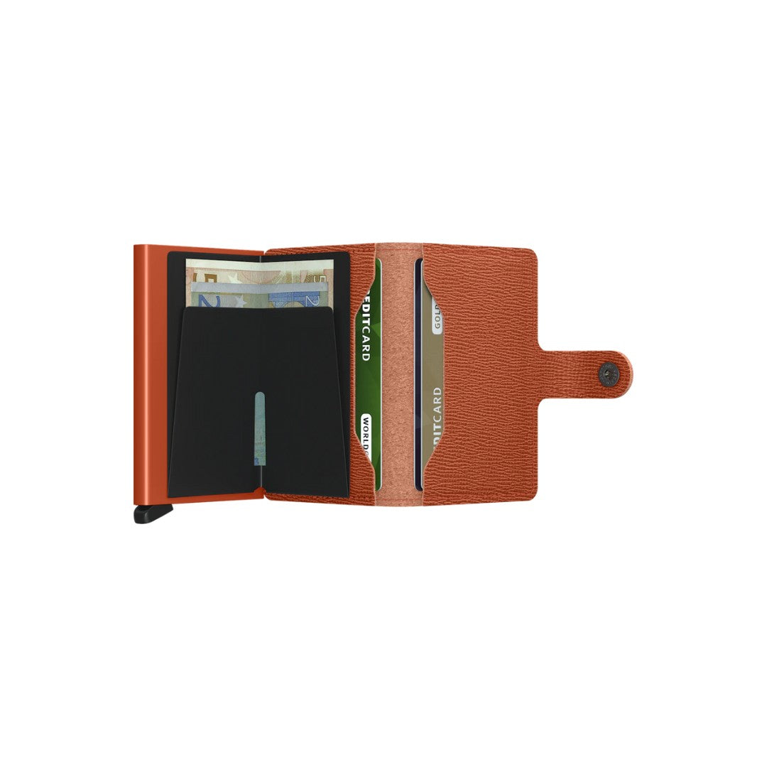 Secrid portafogli compatto in alluminio e pelle "Miniwallet Crisple" Arancione MC.PUMPKIN