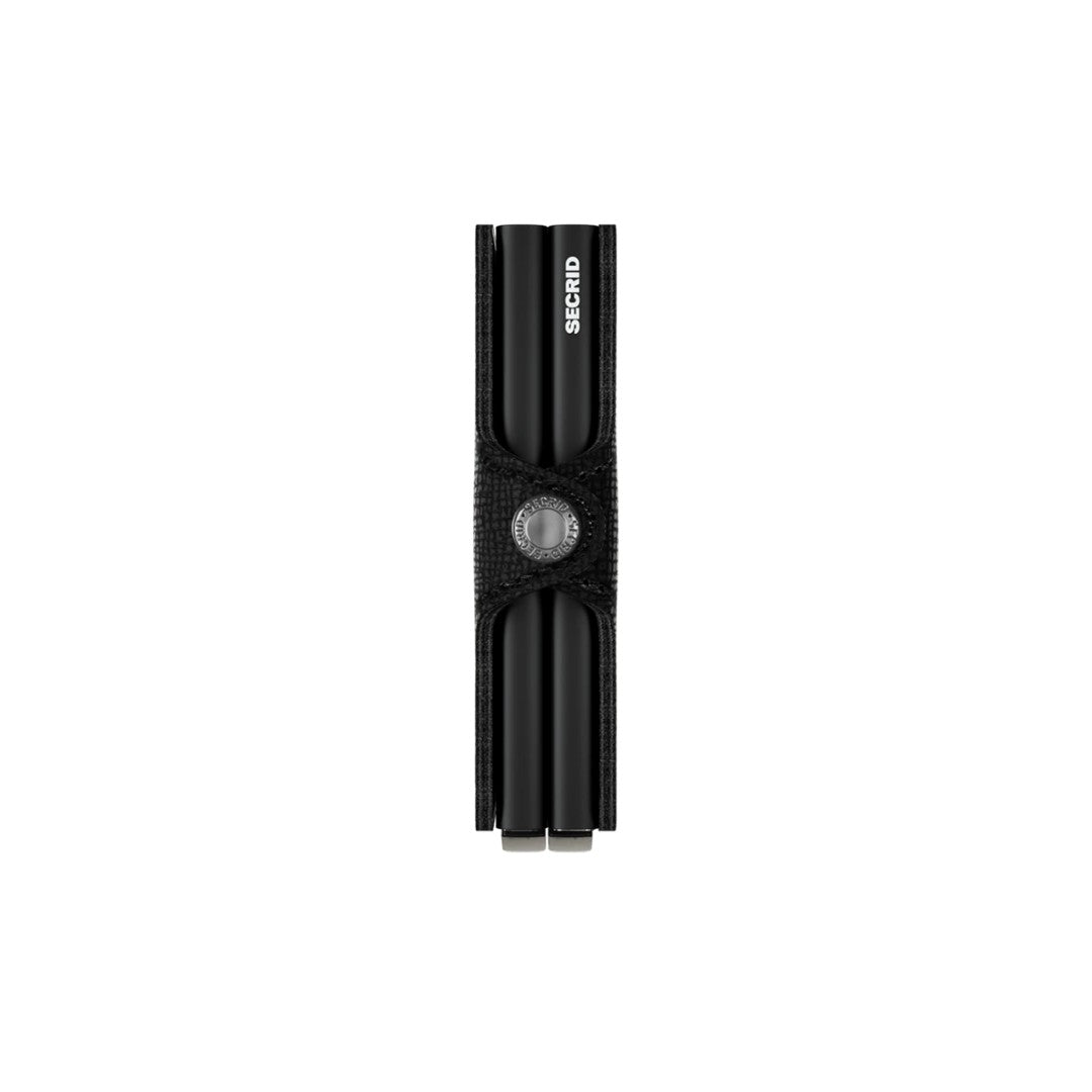 Secrid portafogli compatto in alluminio e pelle "Twinwallet Crisple" Nero TC.BLACK