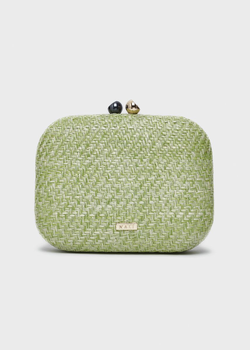 Nalì clutch in raffia "Kara" Verde WIPC0095.VERDE