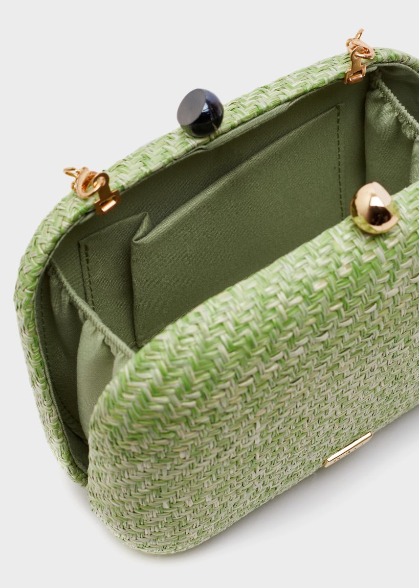 Nalì clutch in raffia "Kara" Verde WIPC0095.VERDE