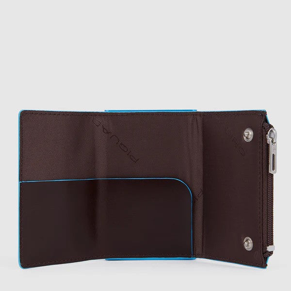 Piquadro porta carte di credito in metallo e pelle "Black Square" Marrone PP5585B2BLR.MO