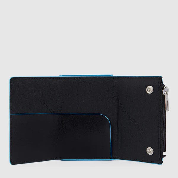 Piquadro porta carte di credito in metallo e pelle "Black Square" Nero PP5585B2BLR.N