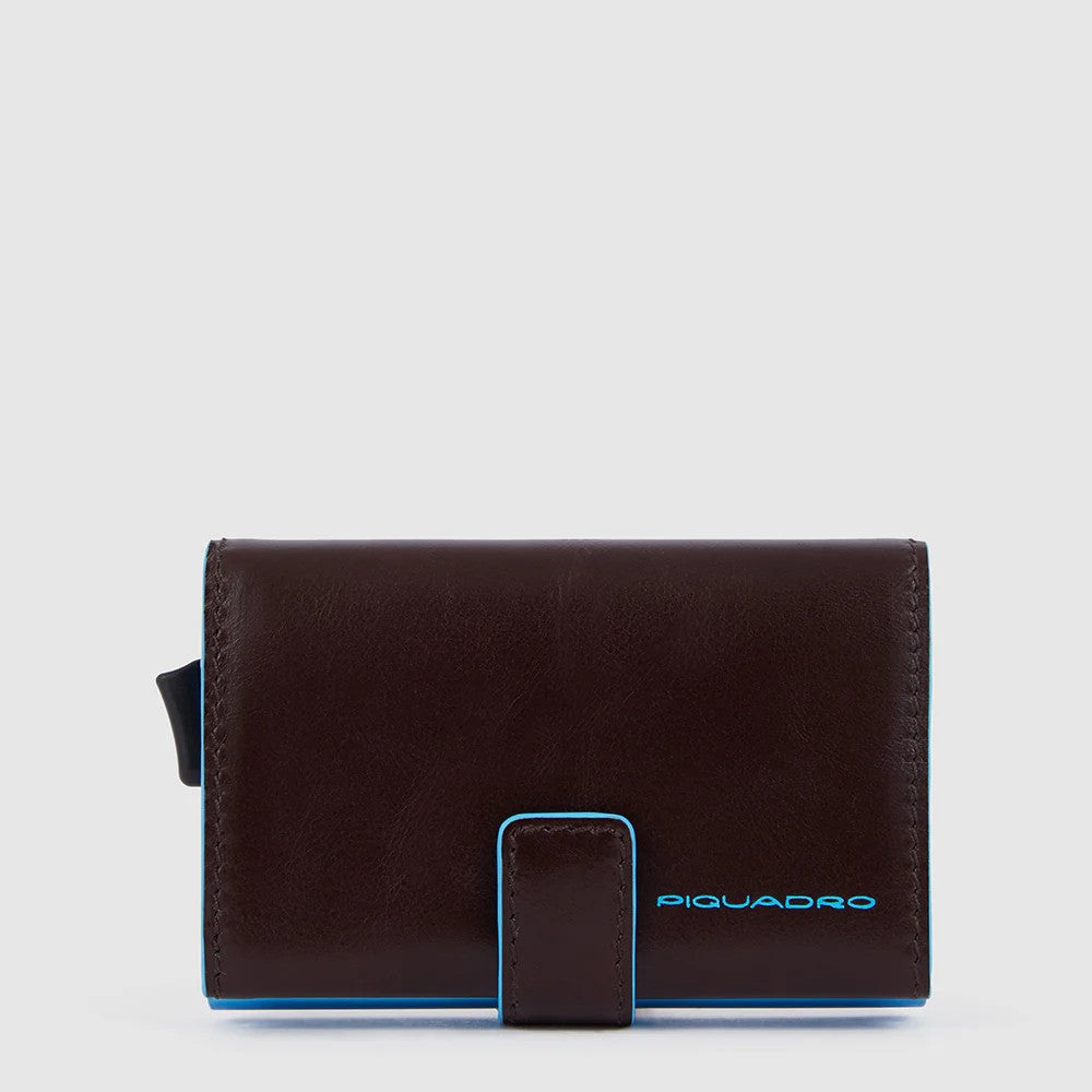 Piquadro portafogli compatto in metallo e pelle "Blue Square" Marrone PP5649B2BLR.MO