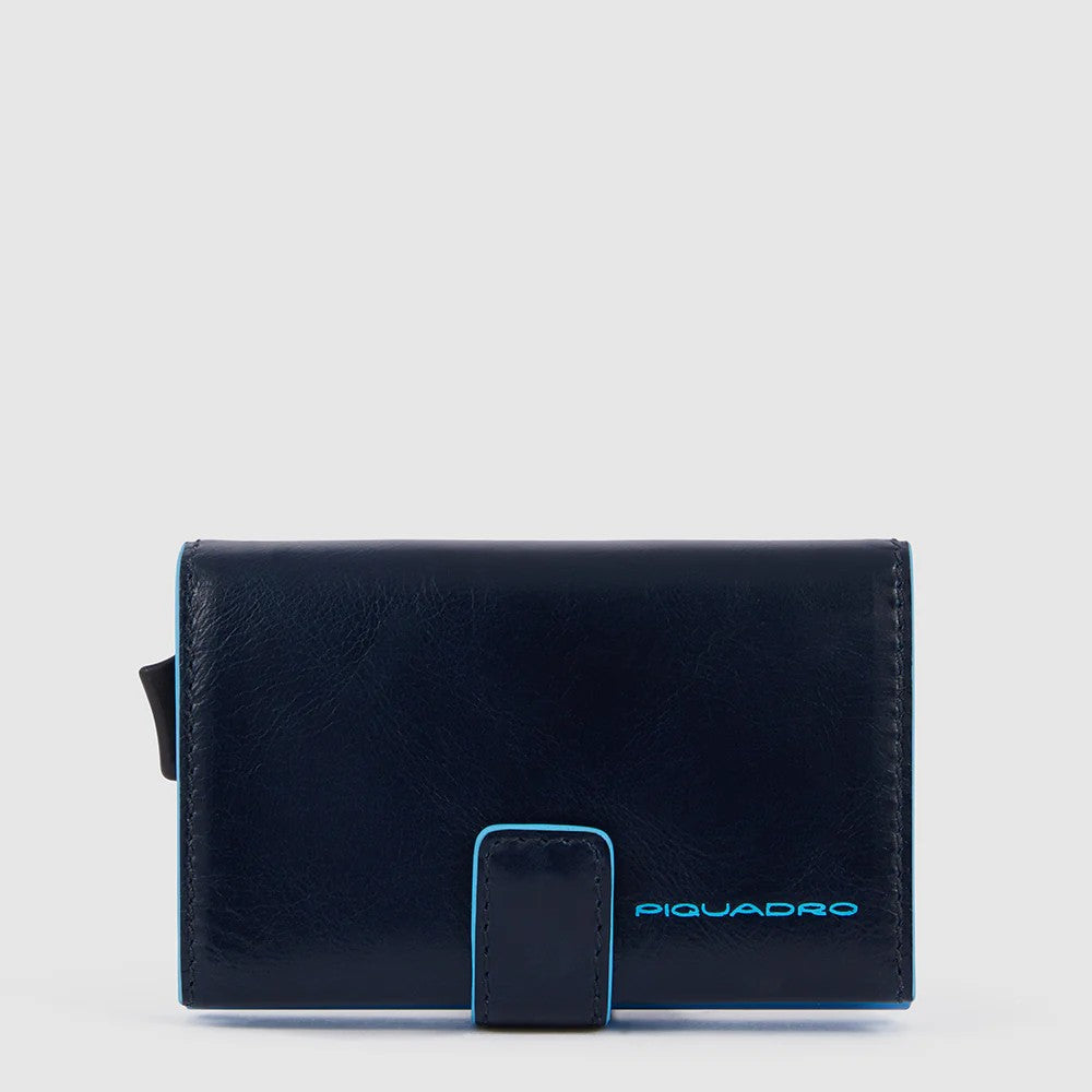 Piquadro portafogli compatto in metallo e pelle "Blue Square" PP5649B2BLR.BLU2