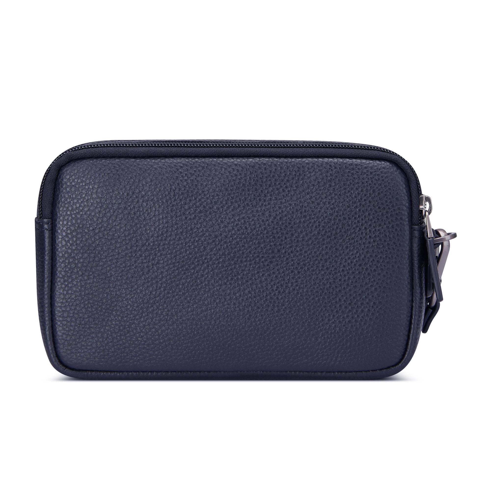 Roncato pochette 2 zip in pelle "Alaska" Blu 412422.23 NAVY