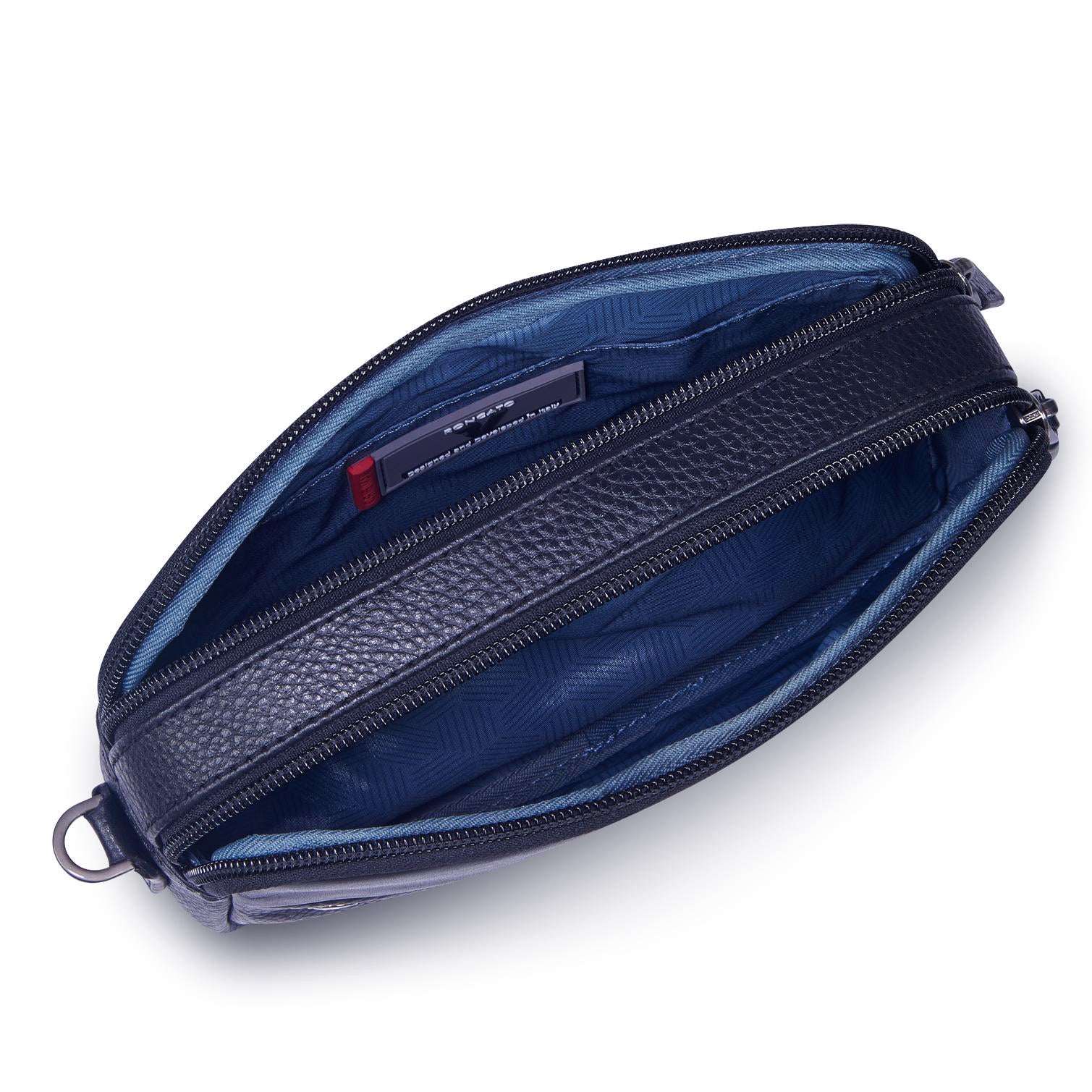 Roncato pochette 2 zip in pelle "Alaska" Blu 412422.23 NAVY