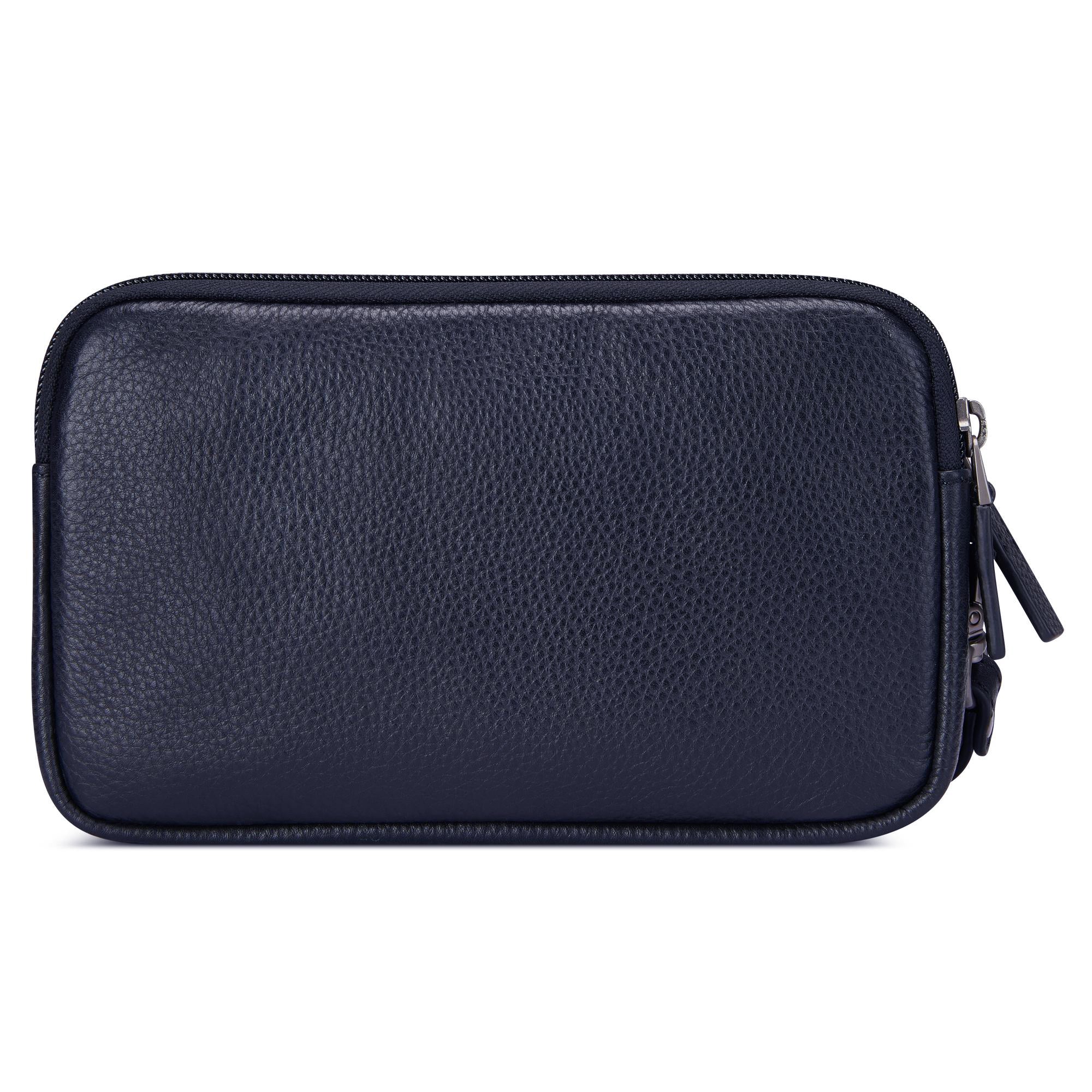 Roncato pochette 3 zip in pelle "Alaska" Blu 412423.23 NAVY