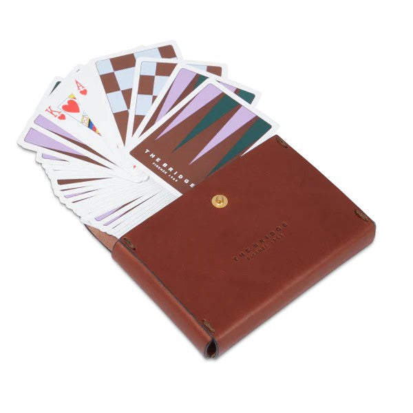 The Bridge porta carte (+carte da gioco) in pelle  "Lifestyle" Marrone 09223301.14