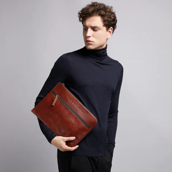 The Bridge pochette in pelle "Damiano" Marrone 093423EX.1A