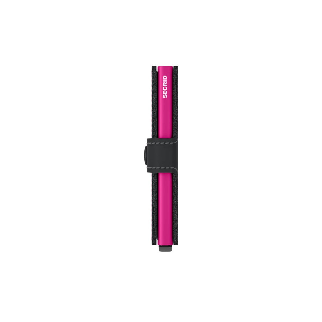Secrid portafogli compatto in alluminio e pelle "Miniwallet Matte" Nero MM.BLACK & FUCHSIA