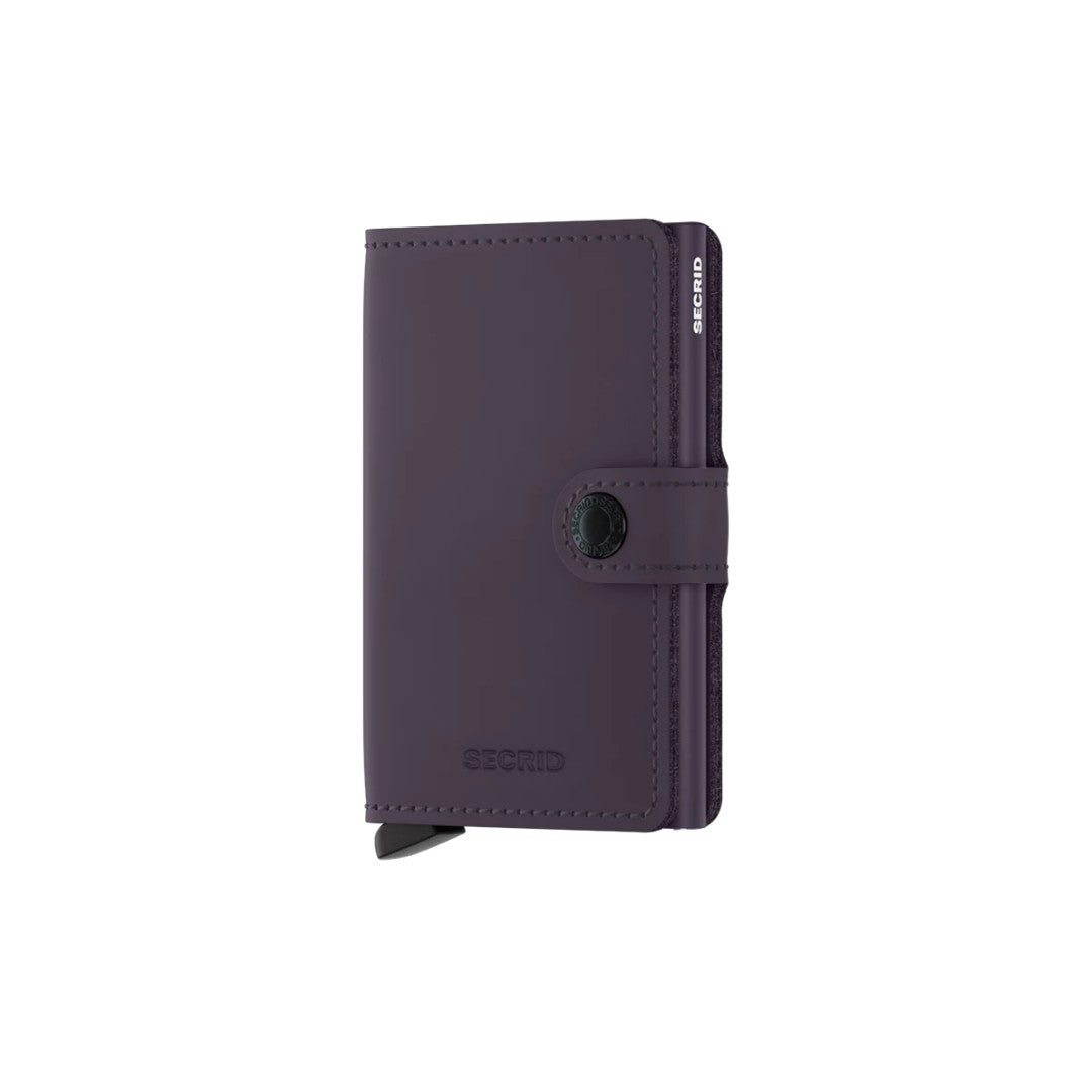 Secrid portafogli compatto in alluminio e pelle "Miniwallet Matte" Viola MM.DARK PURPLE