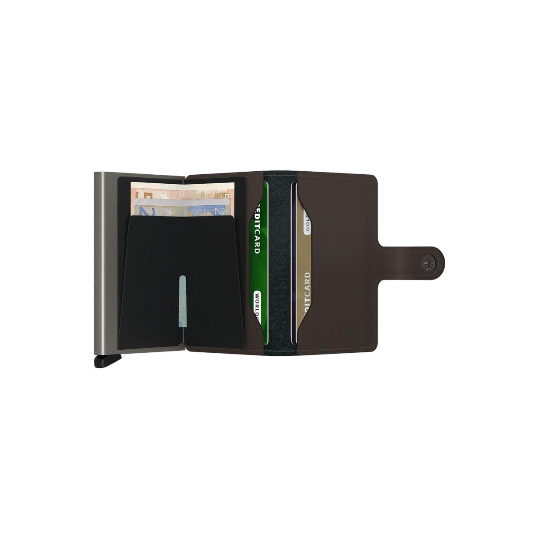 Secrid portafogli compatto in alluminio e pelle "Miniwallet Matte" Marrone MM.TRUFFLE