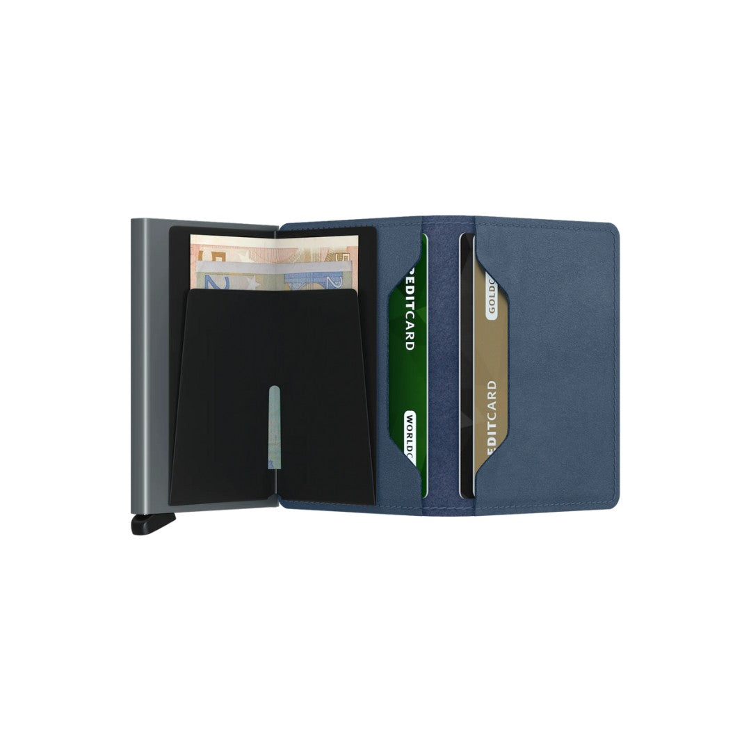 Secrid portafogli compatto in alluminio e pelle "Slimwallet Original" Azzurro SO.ICE BLUE