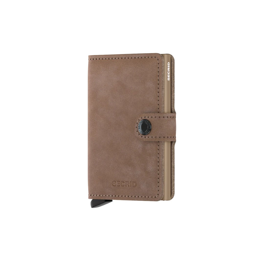 Secrid portafogli compatto in alluminio e pelle "Miniwallet Vintage" Tortora MV.TAUPE