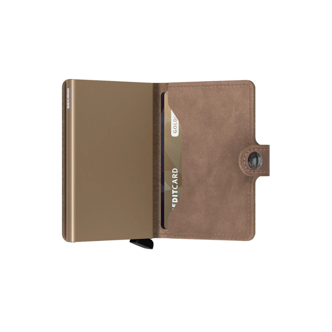 Secrid portafogli compatto in alluminio e pelle "Miniwallet Vintage" Tortora MV.TAUPE