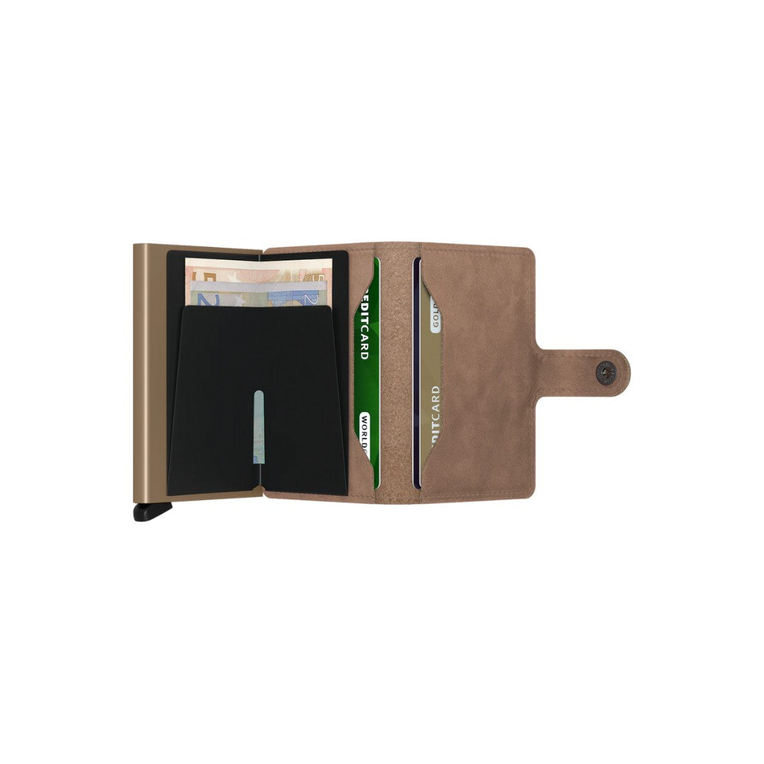 Secrid portafogli compatto in alluminio e pelle "Miniwallet Vintage" Tortora MV.TAUPE