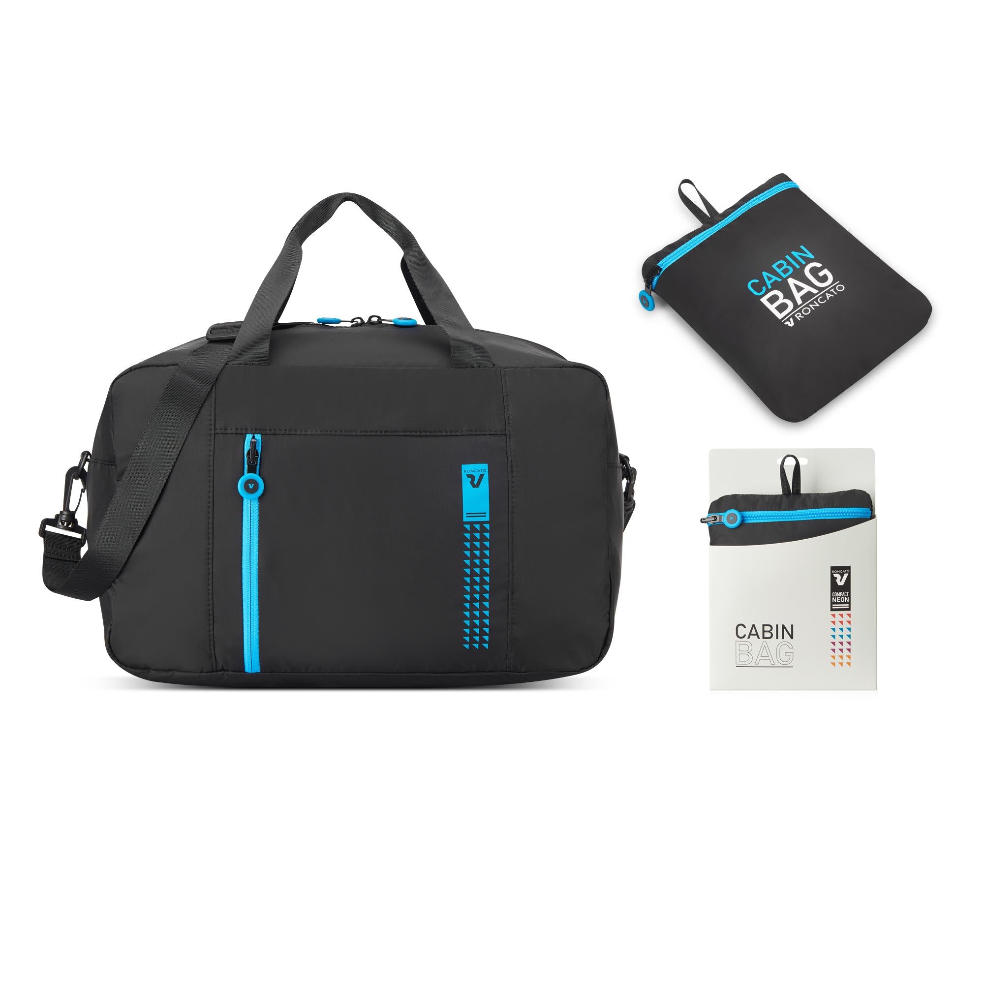 Roncato borsa richiudibile in tessuto "Neon Compac" Nero 412011.01 NERO