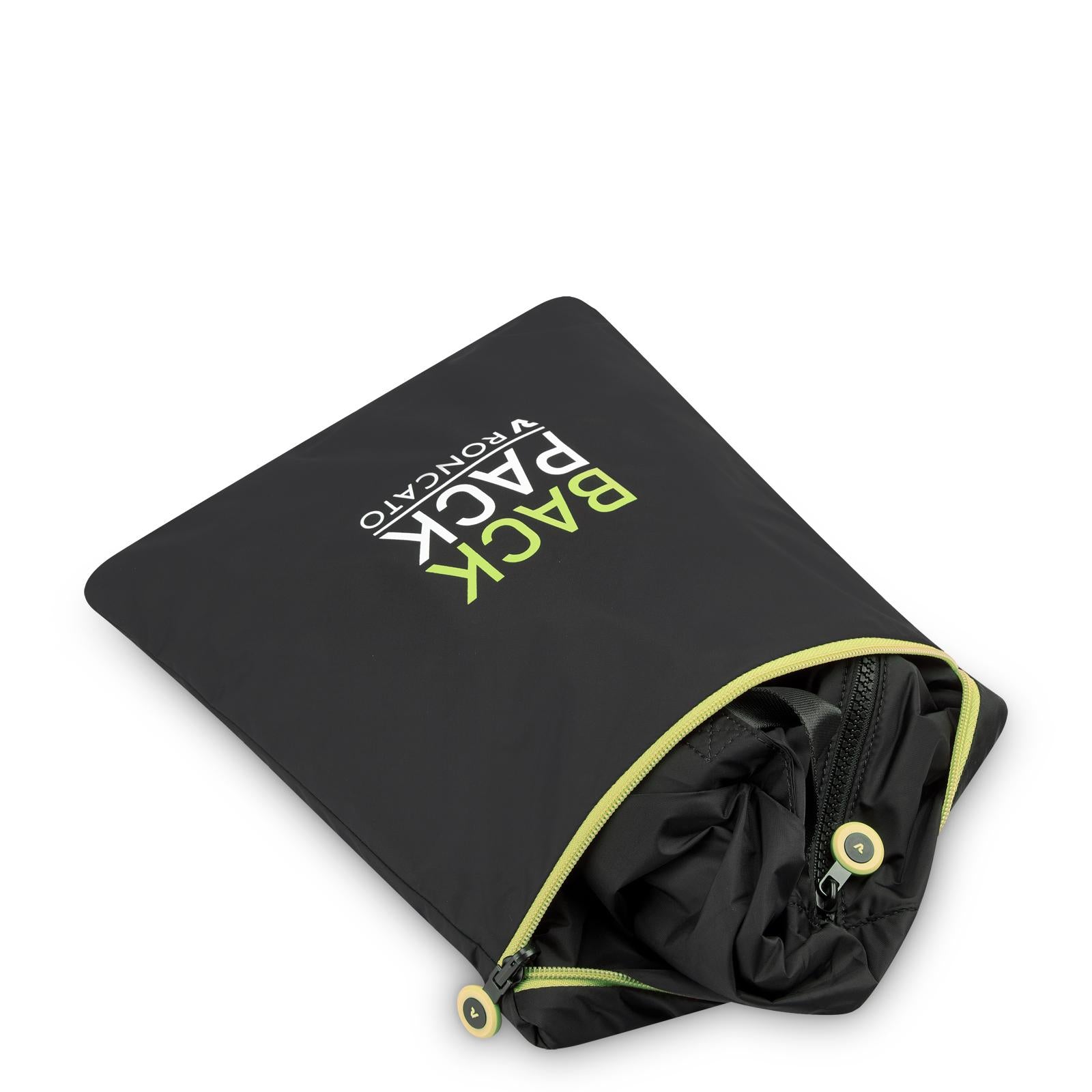Roncato zaino richiudibile in tessuto "Neon Compact" Nero 412012.77 CYBER LIME