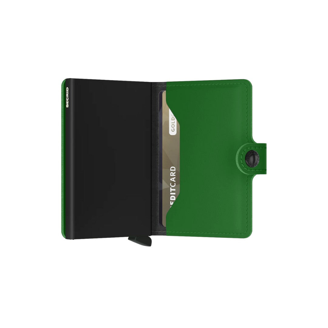 Secrid portafogli compatto in alluminio e pelle "Miniwallet Matte" Verde MM.BRIGHT GREEN