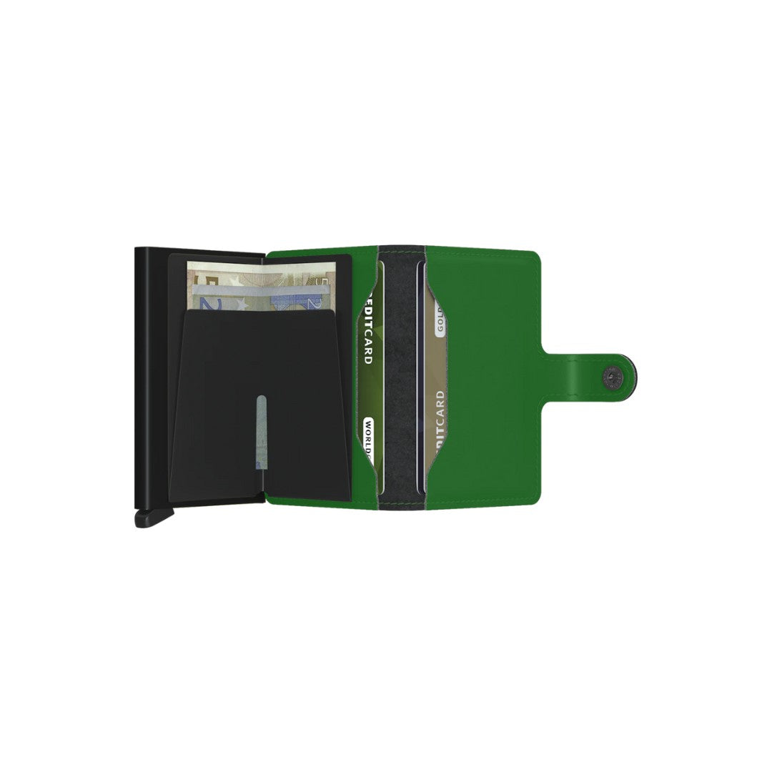 Secrid portafogli compatto in alluminio e pelle "Miniwallet Matte" Verde MM.BRIGHT GREEN