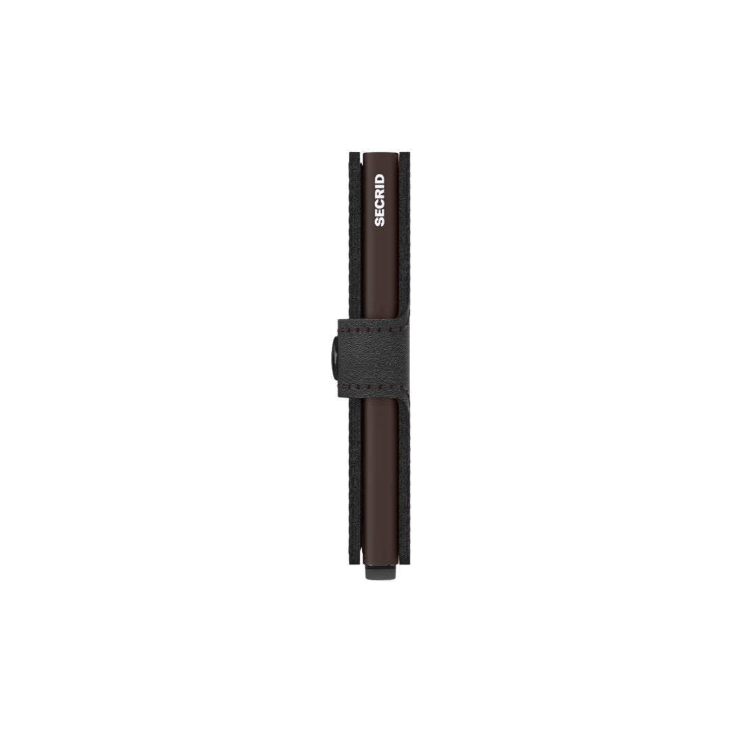 Secrid portafogli compatto in alluminio e pelle "Miniwallet Original" Nero MO.BLACK-BROWN