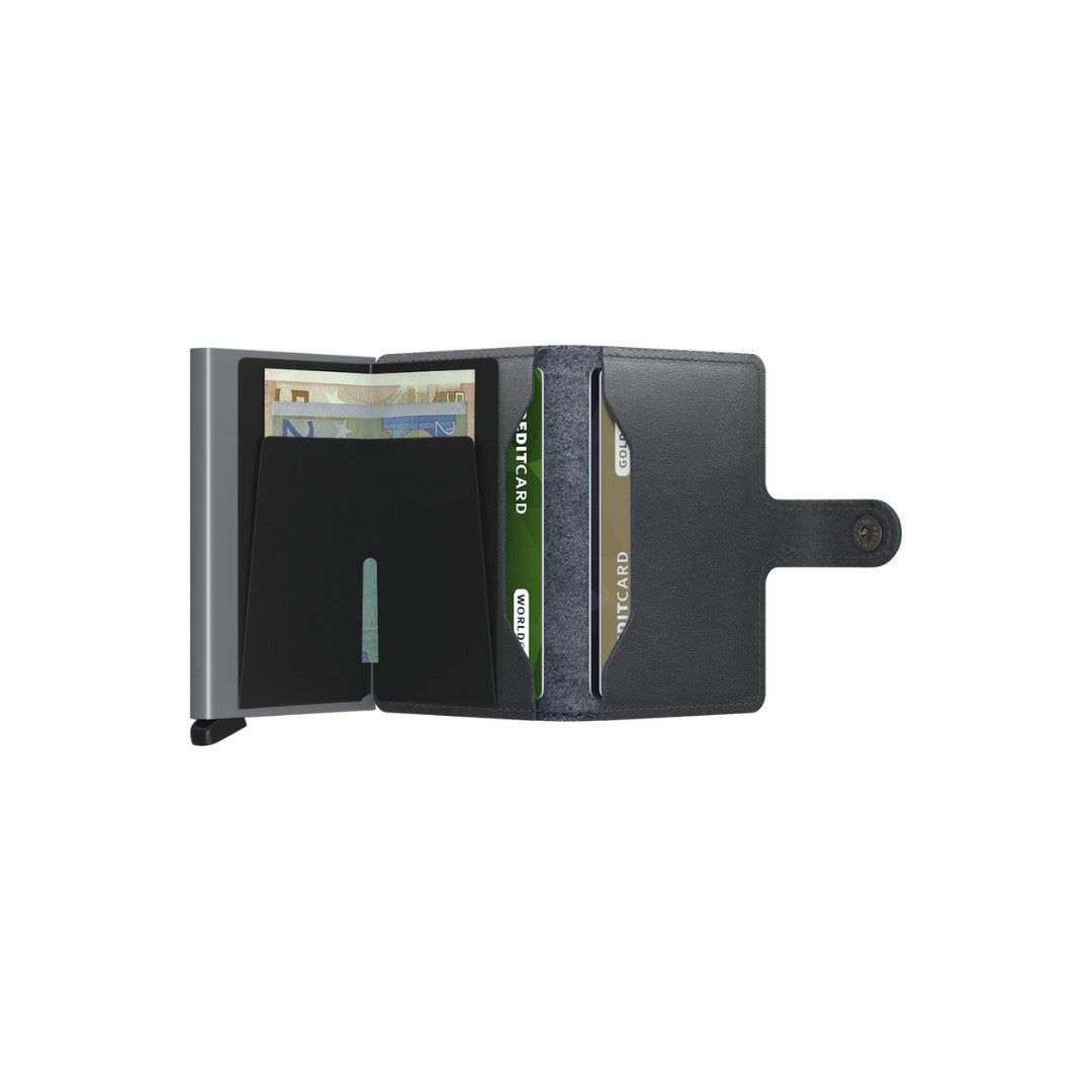 Secrid portafogli compatto in alluminio e pelle "Miniwallet Original" Grigio MO.GREY