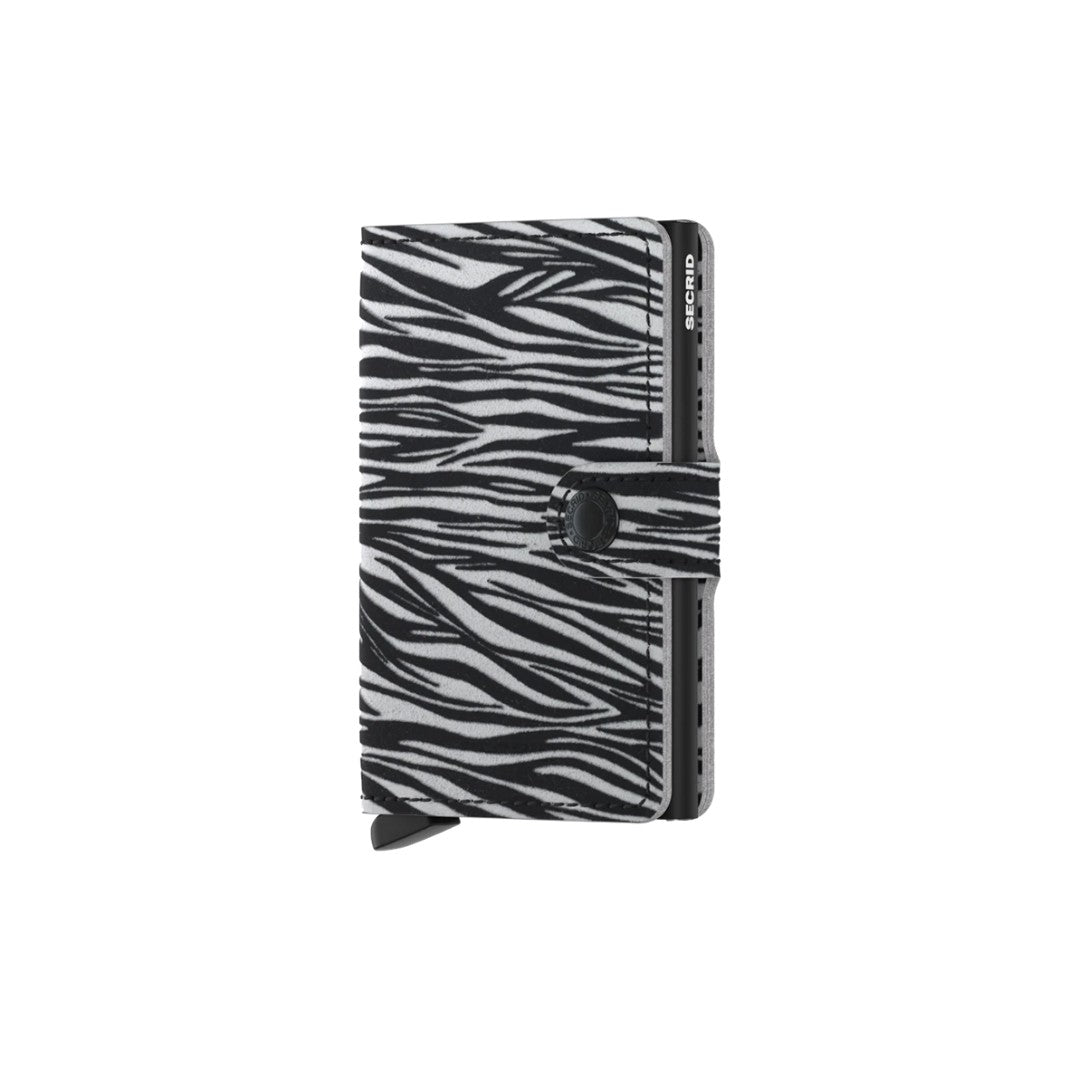 Secrid portafogli compatto in alluminio e pelle "Miniwallet Zebra" Animalier MZE.LIGHT GREY