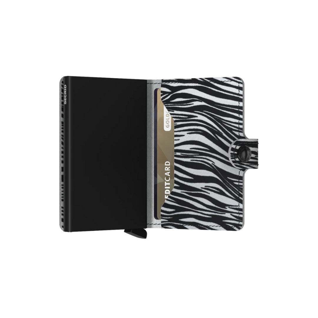 Secrid portafogli compatto in alluminio e pelle "Miniwallet Zebra" Animalier MZE.LIGHT GREY