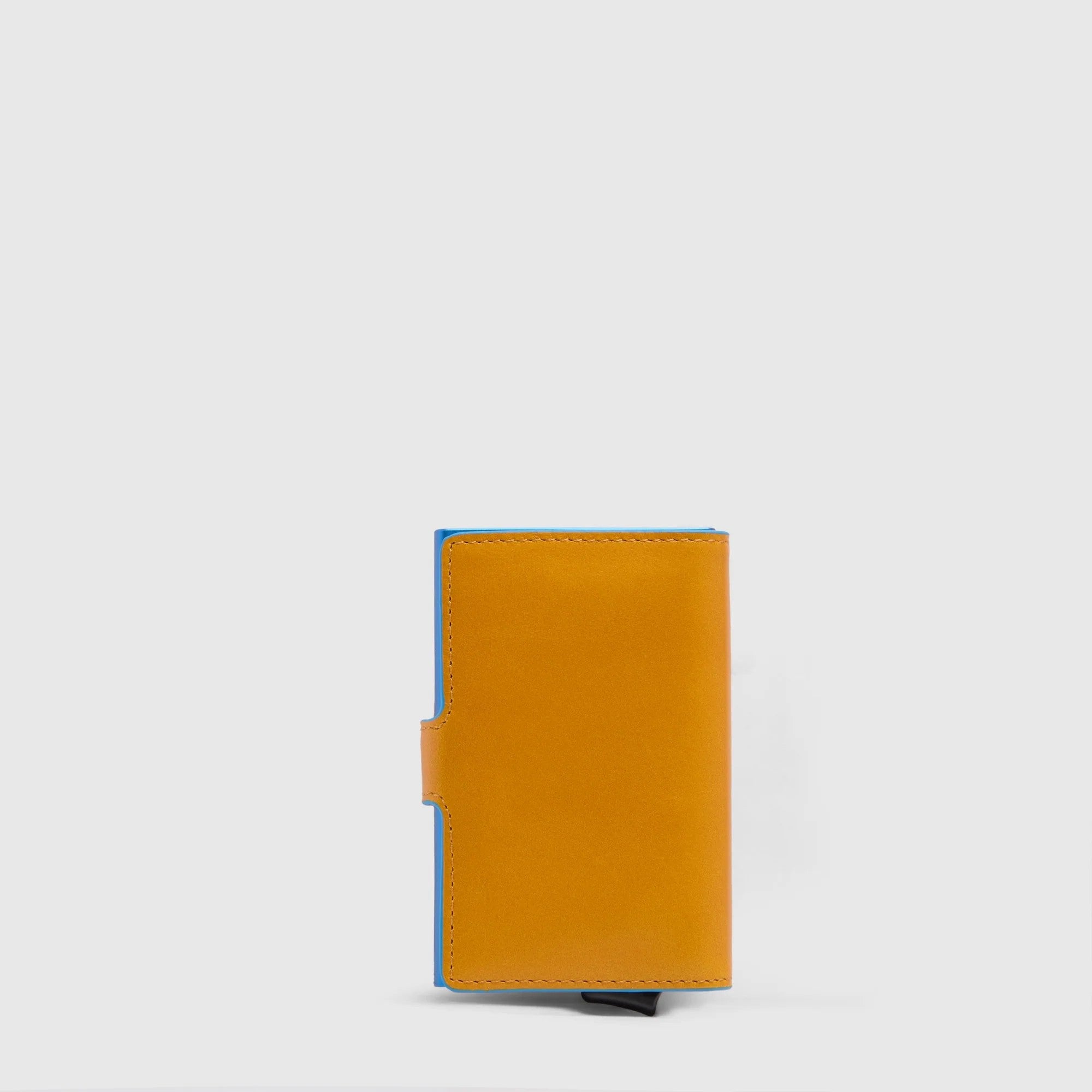 Piquadro portafogli compatto in metallo e pelle "Blue Square" Giallo PP5649B2BLR.G