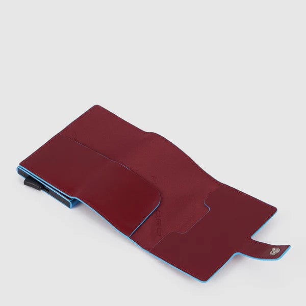 Piquadro portafogli compatto in metallo e pelle "Blue Square" Rosso PP5649B2BLR.R