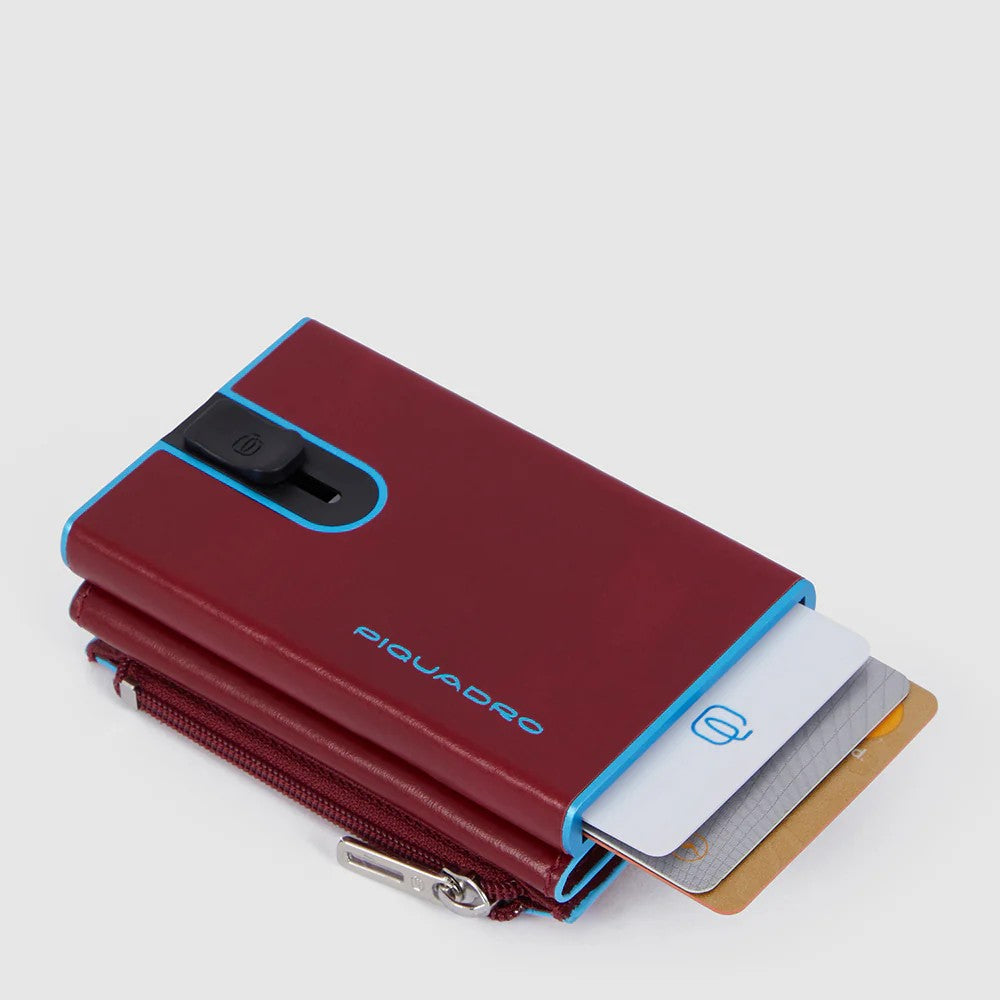 Piquadro porta carte di credito in metallo e pelle "Black Square" Rosso PP5585B2BLR.R
