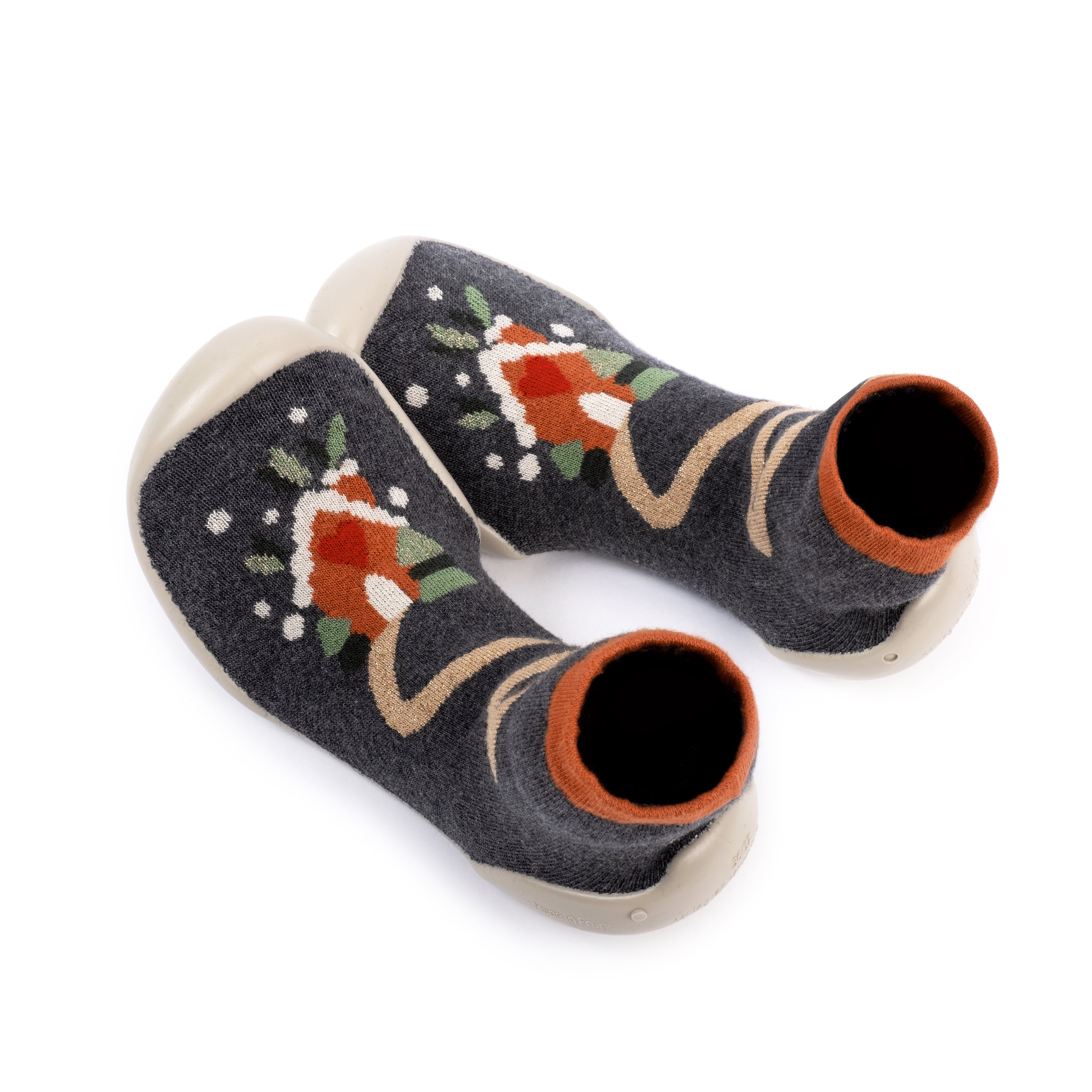 Collegien calze pantofole antiscivolo in tessuto "Chaussons" Multicolor 412D.GINGERBREAD HOUSE