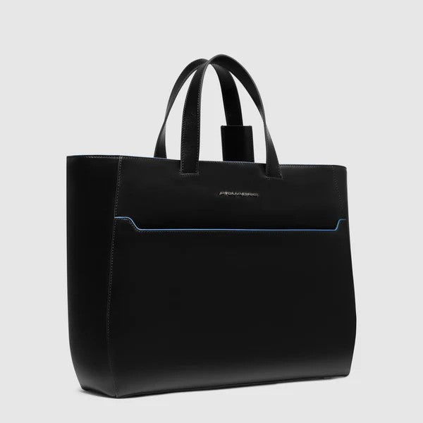 Piquadro borsa cartella da lavoro in pelle "Blue Square" Nero BD6680B2.N
