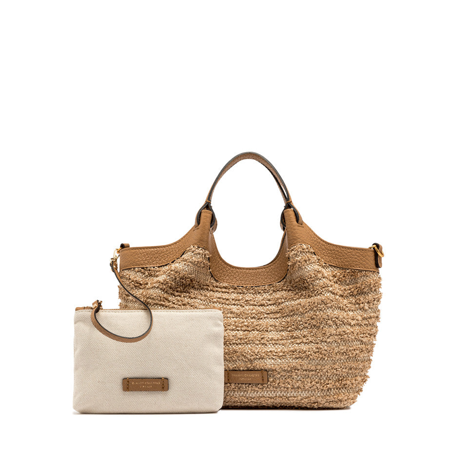 Gianni Chiarini borsa a mano in rafia "Dua" Beige BS11119FROU.0422 NATURE