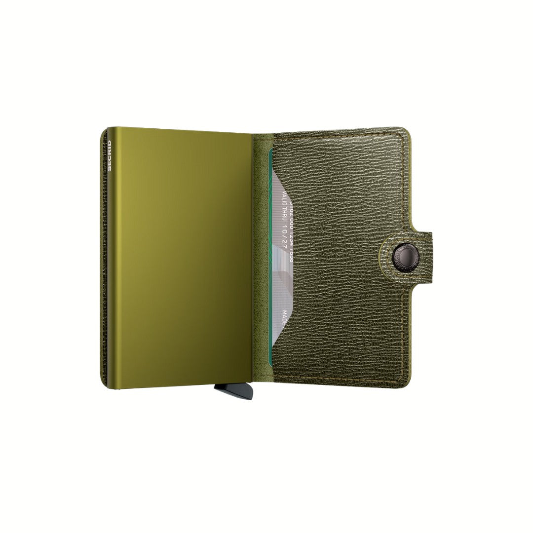 Secrid portafogli compatto in alluminio e pelle "Miniwallet Crisple" Verde MC.KELP