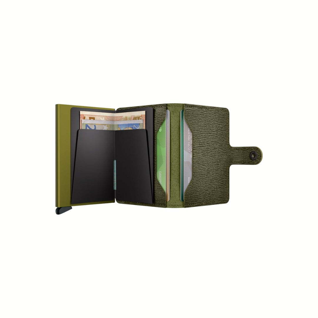 Secrid portafogli compatto in alluminio e pelle "Miniwallet Crisple" Verde MC.KELP