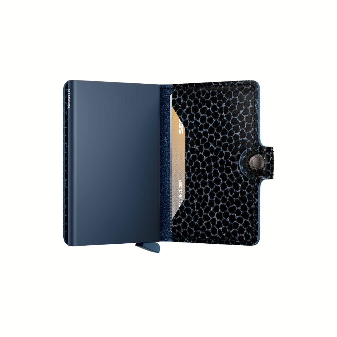 Secrid portafogli compatto in alluminio e pelle "Miniwallet Giraffina" Blu MGI.BLUE