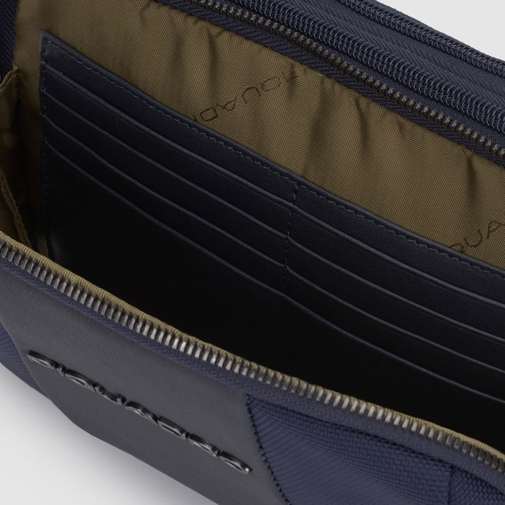 Piquadro pochette in tessuto e pelle "Brief 2 Blu AC5940BR2R.BLU