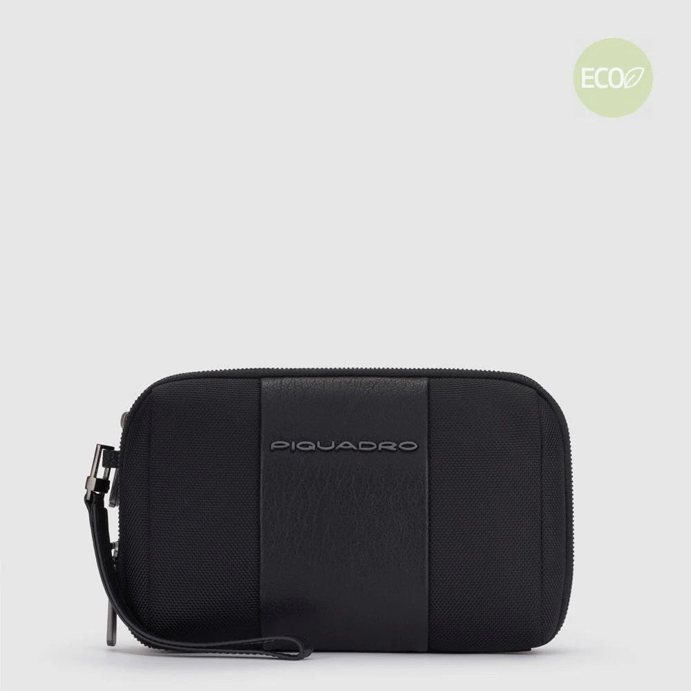 Piquadro pochette in tessuto e pelle "Brief 2 Nero AC5940BR2R.N