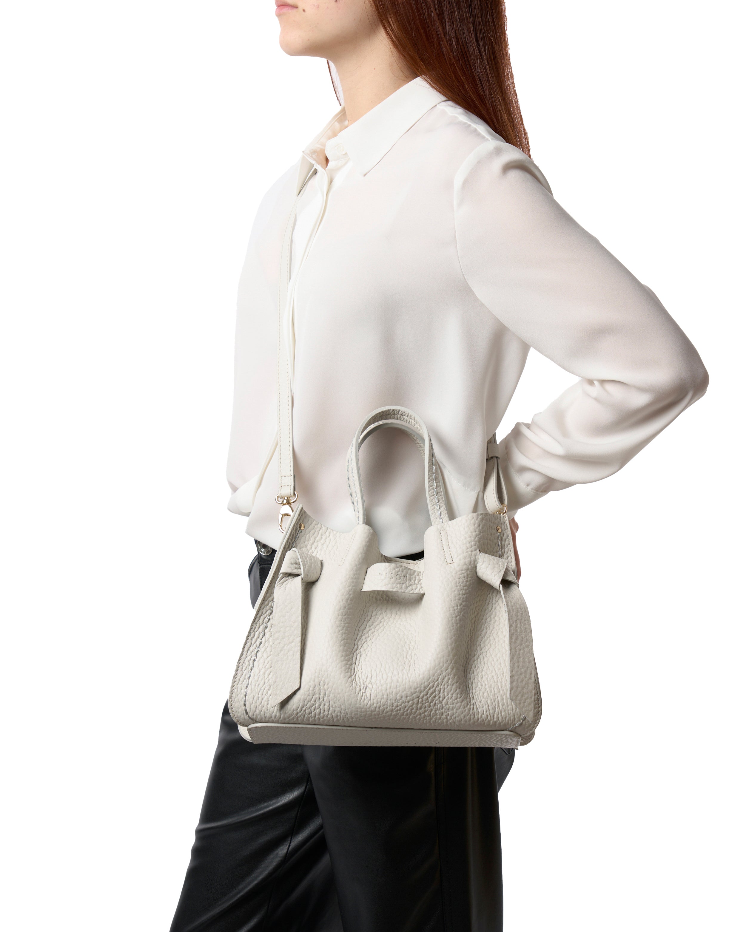 Visonà borsa a mano in pelle "Vittoria" Avorio 24730.AVORIO