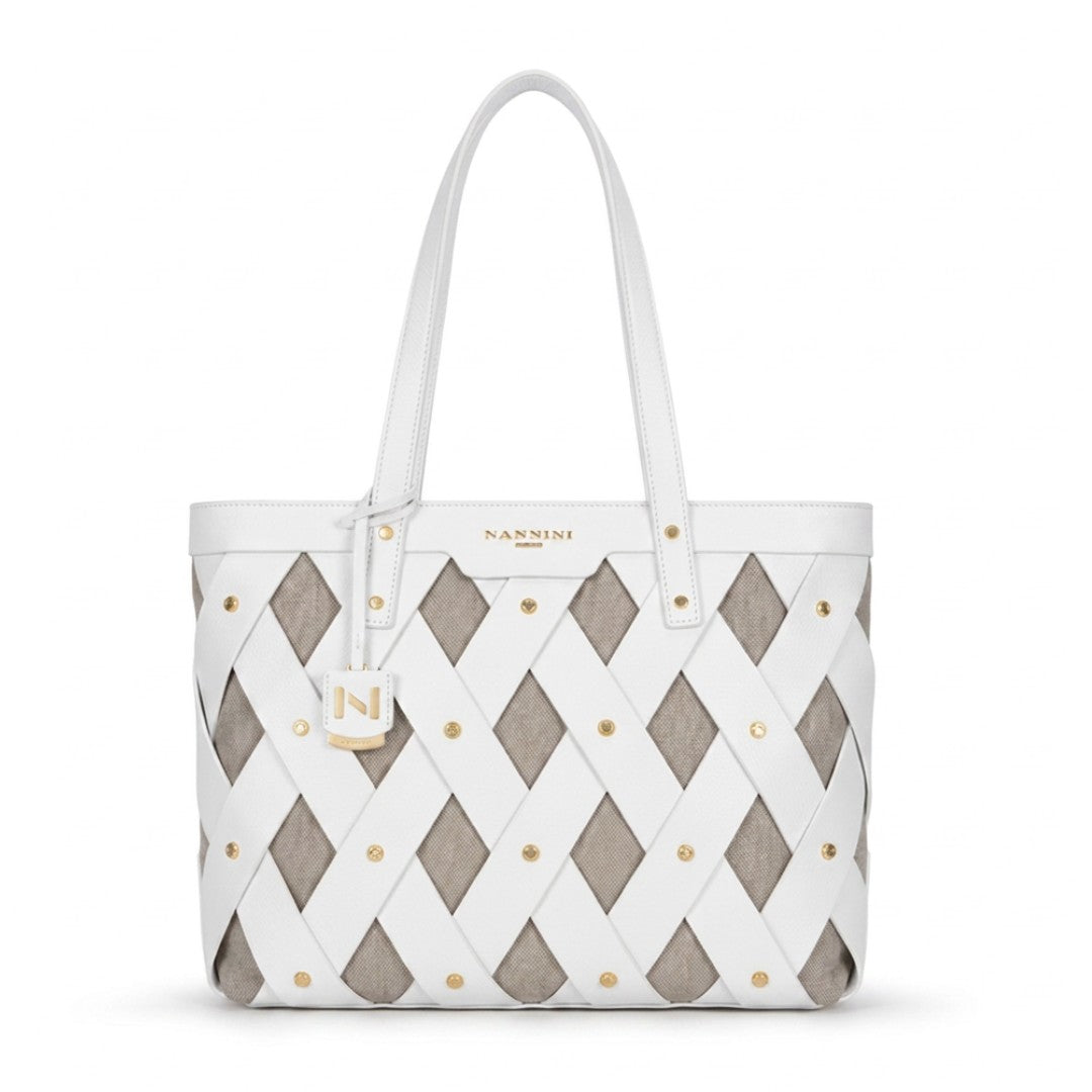 Nannini borsa shopping in pelle "Legend" Bianco 18631.OFF WHITE