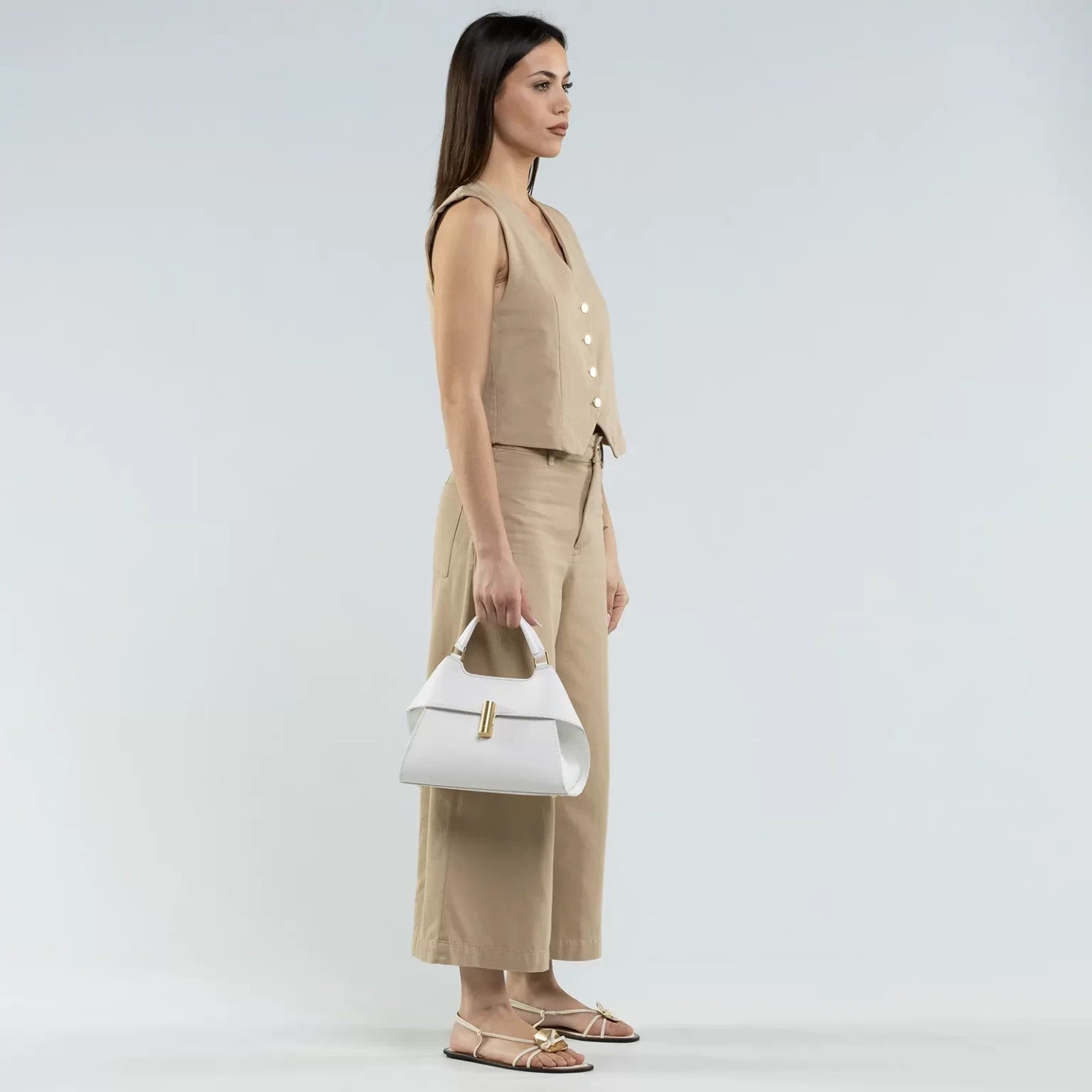 Arcadia borsa a mano in pelle "Emma" Bianco 7431.BIANCO