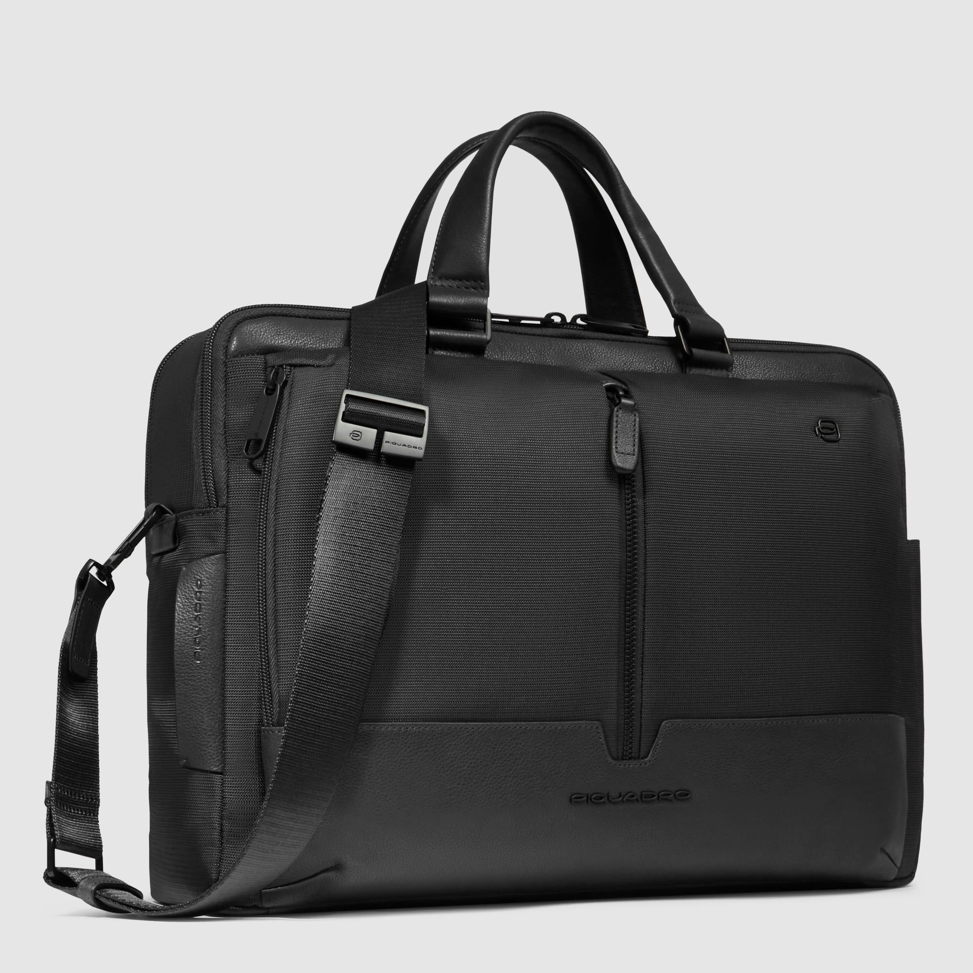Piquadro borsa cartella da lavoro in tessuto e pelle "W138" Nero CA6821W138.N