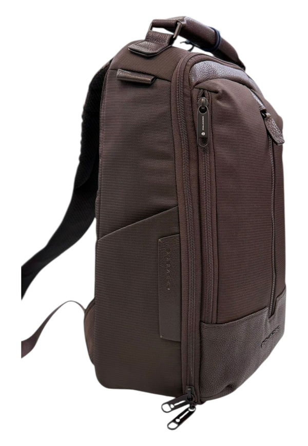 Piquadro zaino in tessuto e pelle "W138" Marrone CA6822W138.TM