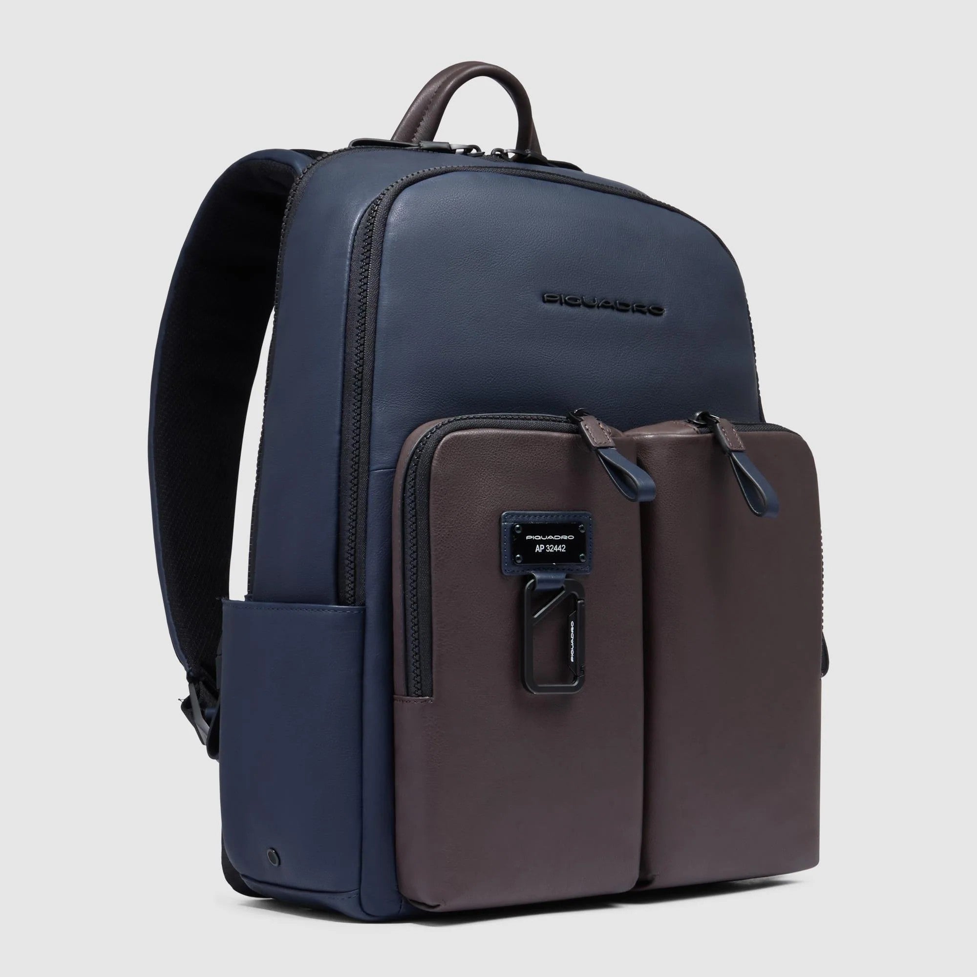 Piquadro zaino in pelle "Harper" Blu/marrone CA3869AP.BLUTM